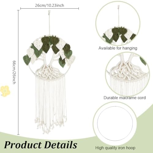 ORIGACH DIY Macrame Tree of Life Wall Hanging Kit, Beige - Image 4