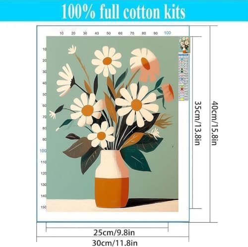 Lzyueyuan Flowers Stamped Cross Stitch Kits for Adults Beginner,Cross Stitch Ornament Kits Counted Embroidery Needlepoint Kits Home Decor 11.8X15.7inch - Image 2