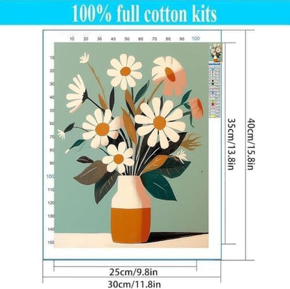 Lzyueyuan Flowers Stamped Cross Stitch Kits for Adults Beginner,Cross Stitch Ornament Kits Counted Embroidery Needlepoint Kits Home Decor 11.8X15.7inch - Image 2