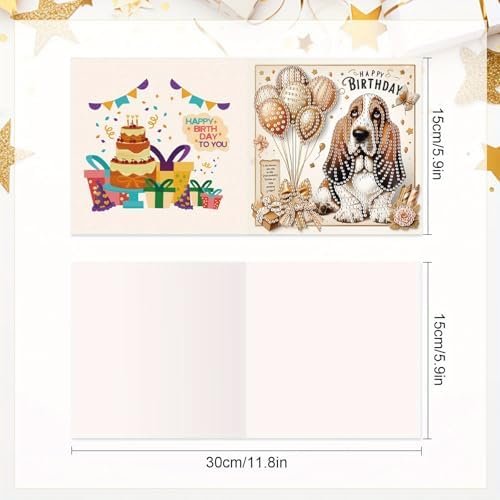 Tontut 6 Pieces Diamond Art Painted Greeting Cards, Horse Puppy Balloon 5D DIY Special Shape Diamond Card Creative Gifts, Christmas Thanksgiving Greeting Card Congratulation - Image 2