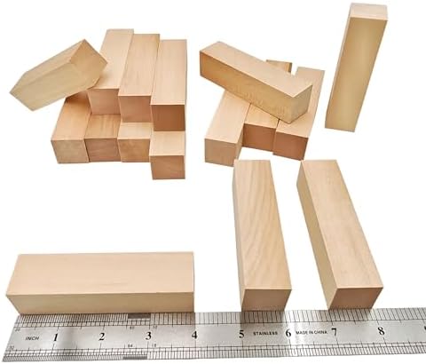 16Pcs Unfinished Basswood Blocks-1x1x4 Inch Small Rectangular Wood Blocks for Detailed Carving, Miniature Models, Art Projects, Unfinished Linden Wood (1x1x4in,16PC) - Image 2