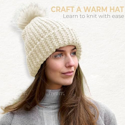 Knitting Kits for Beginners Adults – Practical and Easy to Use Hat Knitting Kit with Yarn, Bamboo Knitting Needles, Faux Pom Pom – Complete Beginners Knitting Kit – Lovely Present for Women and Men - Image 6