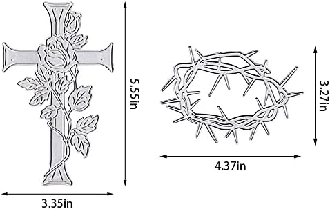 ALIBBON Easter Cross Die Cuts for Card Making, Rose Cross Cutting Dies Metal Template Molds, Thorn Rose Flower Dies for Crafting DIY Photo Album Embossing Scrapbooking Supplies - Image 2
