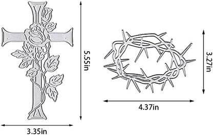 ALIBBON Easter Cross Die Cuts for Card Making, Rose Cross Cutting Dies Metal Template Molds, Thorn Rose Flower Dies for Crafting DIY Photo Album Embossing Scrapbooking Supplies - Image 2