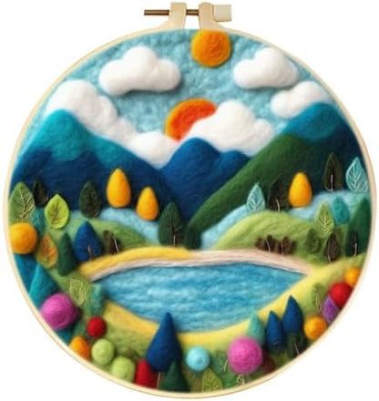 CaptainCrafts DIY Needle Felting Starter Kit with Picture Hoop, Foam Pad Felt Cloth Instructions for Home Decoration Beginner Art Craft (Forest Homestead) by CaptainCrafts