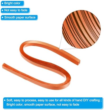 PATIKIL 60pcs Metallic Quilling Strips Paper 1cm(3/8") x 54cm Origami Paper Quilling Kits for Adults Beginner Art DIY Craft Christmas, Orange - Image 3