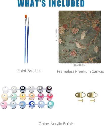 Heron Floral Paint by Numbers Kit for Adults Framed Canvas, Frameworkless - Image 3