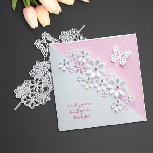Lapoo Flowers Cutting Die for Scrapbooking - Durable Metal Cutting Die for DIY Scrapbook Photo Album Decorative Paper Card, Metal Card Making Supplies (Butterfly and Flower 5.5 x 2.5 in) by LAPOO