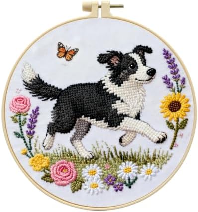 TPQKA Sheepdog Embroidery Kit for Beginner Adults, 1 Pack DIY Set by TPQKA