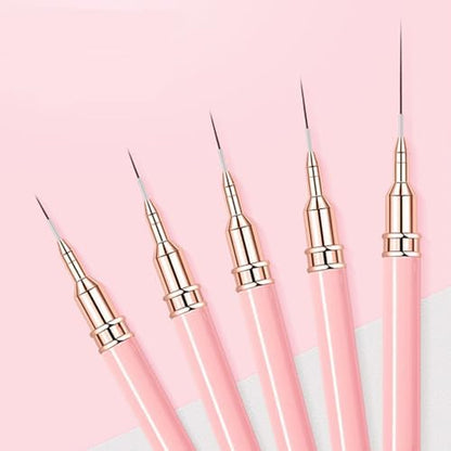 Metallic Nail Art Brushes Superfine Brush 5 Pcs Kit Professional Nail Liner Brush Nail Details Brush Nail Painting and Drawing Liner Brush for Nail Salons - Image 6