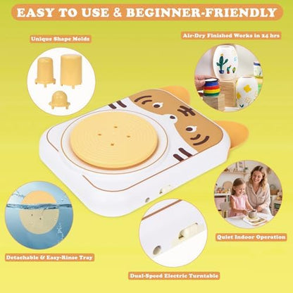 Pottery Wheel for Kids, Pottery Kit with Air Dry Clay, Arts & Crafts Toy - Image 5