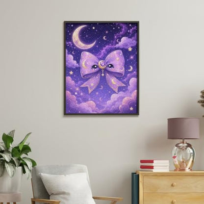 Lyngora Paint by Numbers Kit for Adults Beginner Art Decor Purple Moon Bow - Image 5