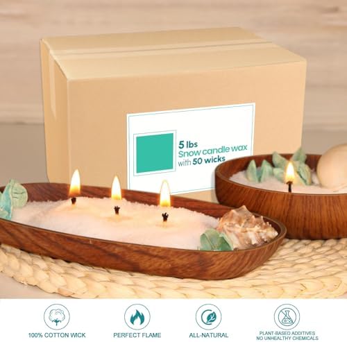 5LB Natural Pearled Candle Making Kit with 50 Cotton Wicks, Reusable and Refillable Pearled Candles for DIY Sand Candle Making - Image 2