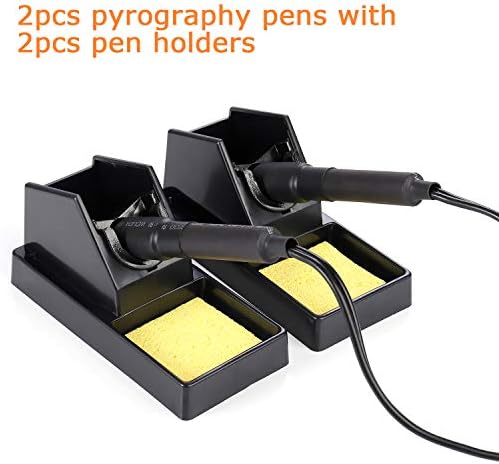 Wood Burning Machine Kit,Dual Pens 110V 60W Premium Quality Pyrography Machine,Digital Temperature Control Wood Burning Detailer with 20 Tips for Wood/Leather/Gourd (Digital Temperature Display) - Image 3