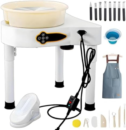 11 inch Pottery Wheel Machine,350W Direct Drive Motor,with LCD Panel，Adjustable Speed Foot Pedal Control,Detachable Basin,Clay Tools for Kids, Adults, Beginners, Art Craft Work Home DIY by BIUTEFOU