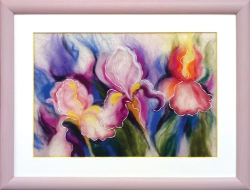 Wizardi Beginner Needle Felting Kit for Adults - Fragrant Irises. Floral Felting Kit 11,02x7,48 Inches. Felting Tools. Wool Felting Supplies. Felt Crafts. Wool Felt. V-206C Charivna Mit by Wizardi