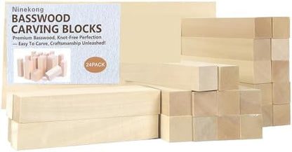 Ninekong 24PCS Basswood Carving Blocks，Whittling Wood Carving Kit,Soft Basswood for Carving(6"x1"x1") by Unknown