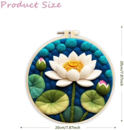 CaptainCrafts Needle Felting Kit, Wool Felt Supplies, Embroidery Hoops, Wool Painting Tools Needle Felting Starter Kit for DIY Decoration (White Lotus) - Image 2