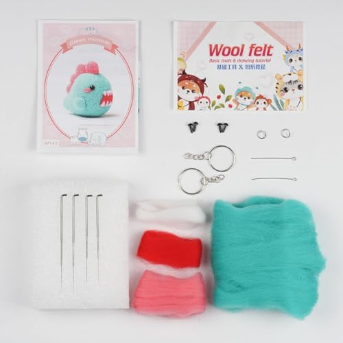 Wizardi Beginner Needle Felting Kit for Adults - Blue Dino. Animal Felting Kit 4x3.7x4.5cm. Felting Tools. Wool Felting Supplies. Felt Crafts. Wool Felt. F07N8-W143 - Image 3
