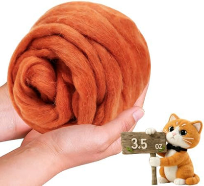 Wool Roving-3.5oz Needle Felting Wool, Soft Multi-Color Wool Fiber, Perfect Felting Wool Pure Wool, Chunky Yarn, for DIY Crafts, NeedleFelting Projects,and Artwork (Red-Brown) by VKEDA