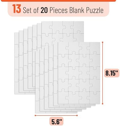 Mr. Pen- Blank Puzzle Bulk, 13 Pack, 20 Pieces/Pack, 5.5 x 8.1 Inch, White - Image 2