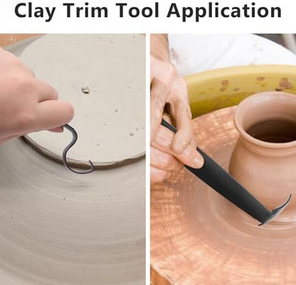 ZHMEINA Pottery Trimming Tools, Stainless Steel Pottery Tools, Double Ended Ceramic Tool for Clay and Ceramic Trim, Versatile Sharpened Trimming Tool Ceramics for Potterys and Clay Artists (2PCS) - Image 7