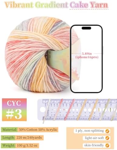 Coopay Yarn for Crocheting & Knitting, Gradient Cake Yarns (Sunrise) - Image 5
