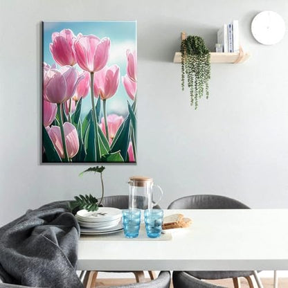 ATDMS Flowers Paint by Numbers Kit for Adults with Frame, 7.87x11.81 Inch - Image 2