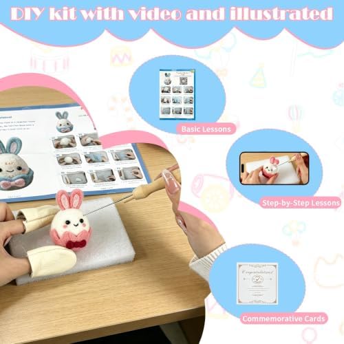 Voduynl Felting Supplies with Step-by-Step Video, Safety Guide & Instruction Cards - Animal Needle Felting Starter Kit for Adults & DIY Beginners - Image 3