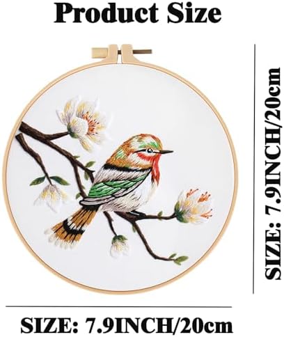 GLTAYLMY 3 Sets Embroidery Kit for Beginners Needlepoint Cross Stitch Kits for Adults,Stitch Learning DIY Kit with Easy Instruction,Stamped Bird Embroidery Patterns,Hoop,Threads,Sewing Hobby - Image 4