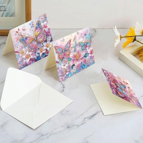 LSQFS 6Pcs Butterfly Diamond Painting Greeting Cards Kits for Adults - Image 3
