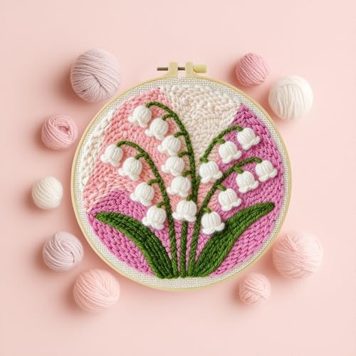 ZuoAnLF Punch Needle Kit for Beginners and Adults, DIY Easy Lily of the Valley Punch Needle Set, Includes Pattern, Tools, Yarn, Embroidery Hoop and Instructions, for Creating Punch Needle Artworks - Image 4