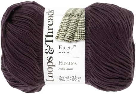 Loops & Threads Facets Yarn - Yarn for Knitting, Crochet, Weaving, and Arts & Crafts - Purple, Acrylic, 3.5 oz by LoopsThreads