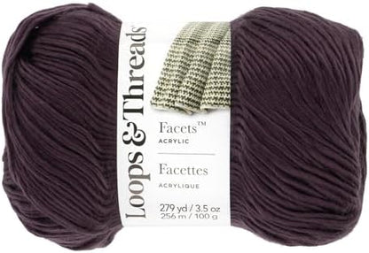 Loops & Threads Facets Yarn - Yarn for Knitting, Crochet, Weaving, and Arts & Crafts - Purple, Acrylic, 3.5 oz - Image 4