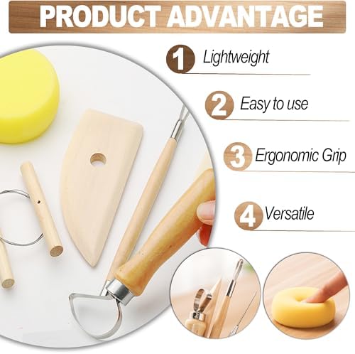 LINPHCEY 8Pcs Clay Sculpting Tools Set Perfect for Polymer Air Dry Modeling Clay Beginners & Professionals Ideal for DIY Pottery & Ceramics Tools for Clay Sculpey Sculpting & Crafting - Image 6