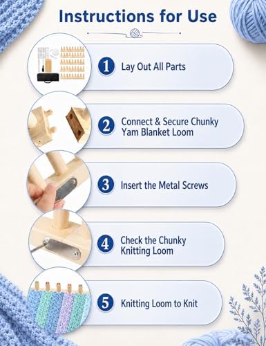 LynxLink 78" Extra Large Chunky Blanket Loom Kit for Beginners, Stable Splinter-Free Wooden Modular Yarn Loom with 12 Sizes Crochet Hooks and Bag, Adjustable Knitting Loom Set Throws DIY Craft - Image 2