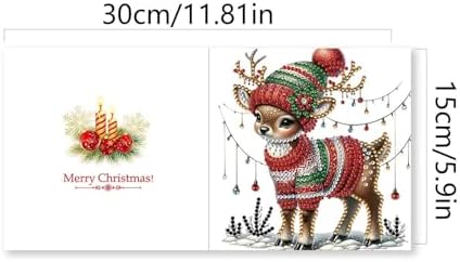 DIY Diamond Greeting Cards Set Christmas, 5D DIY Diamond Art Painting Greeting Card, DIY Christmas Card Making Kits for Family Friends Handmade Gift-#34-Snowman Deer - Image 5
