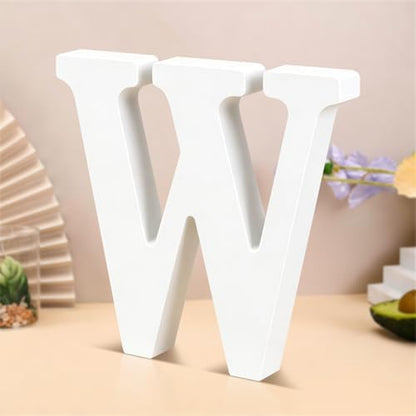 6 Inch White Wood Letters Unfinished Wooden Letters for Wall Decor Decorative Standing Letters Slices Sign Board Decoration for Craft Home Party Projects (W) by Unknown