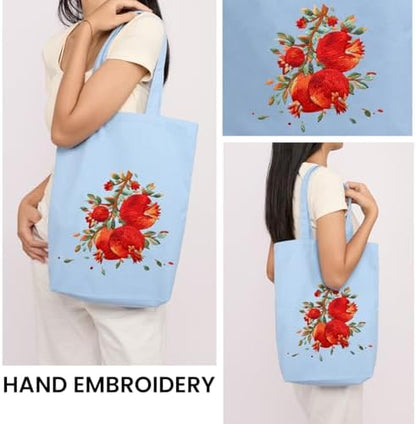 CREAWONDER Canvas Tote Bag Embroidery Kit with Pattern for Beginners, Arts and DIY Embroidery Crafts Kits for Adults, Include Instructions, Embroidery Hoops, Color Threads and Tool - Image 2
