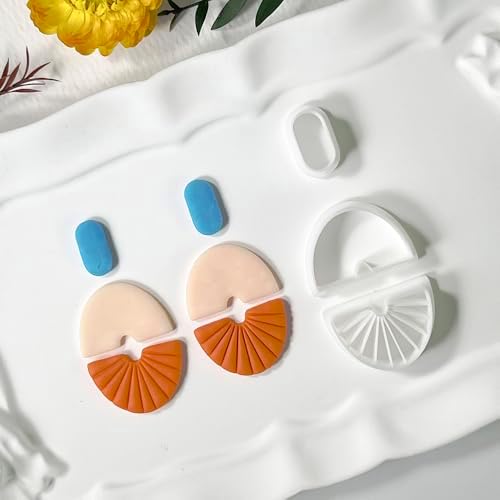 Xaekicr Polymer Clay Cutters Geometric Set – 3PCS Half Circle Clay Cutters with Texture Lines for Polymer Clay Jewelry, Clay Earring Cutters and Tools for Modern DIY Earrings and Crafts - Image 6