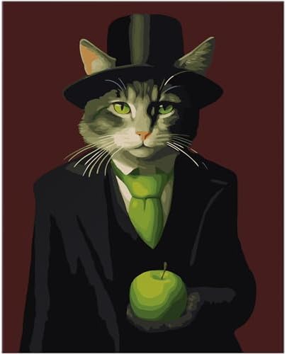 NiArt Paint by Numbers for Adults Beginners, DIY Paint by Numbers on Canvas for Kids, Oil Painting Kits for Gift Home Wall Decor, 10 Brushes and Acrylic Paint, 16x20 Inch, (Cat Godfather, Unframed) by NiArt