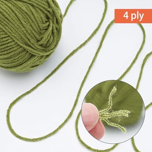 NICEEC 300g Soft Assorted Colors Yarn 100% Acrylic 870yds -Warm Green - Image 4
