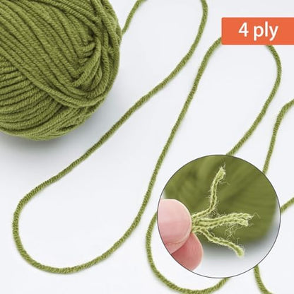 NICEEC 300g Soft Assorted Colors Yarn 100% Acrylic 870yds -Warm Green - Image 4
