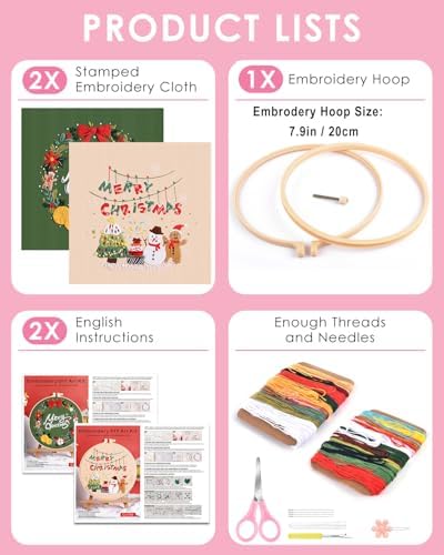 TINDTOP Christmas Embroidery Kit for Adult, Embroidery Kit for Beginners - Image 2