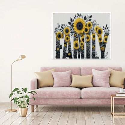 MYBISYMQQ Family Stamping Cross Stitch Kit, Flowers Counting Cross Stitch Kit for Adult Beginners, Full Line DIY Cross Stitch Stitching Kit for Home Decor Cross Stitch Patterns 15.7x11.8 inches - Image 3