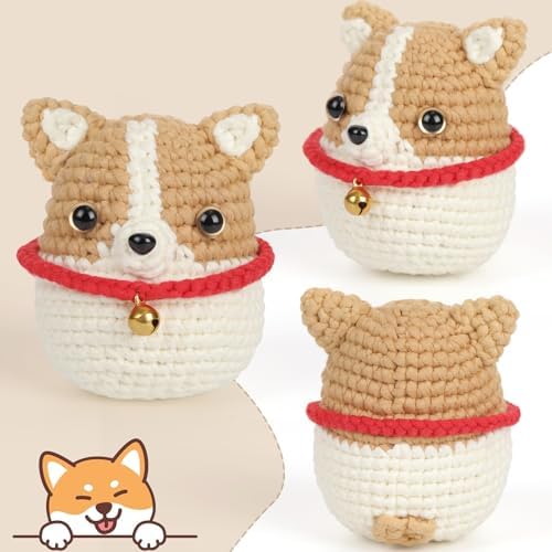 CrochetBox Khaki Dog Crochet Kit for Beginners, Easy Craft for Adults - Image 2