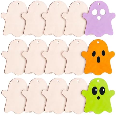 15PCS Ghost Wood Cutouts, 4 Inch Unfinished Wood Ornaments for Crafts by Unknown