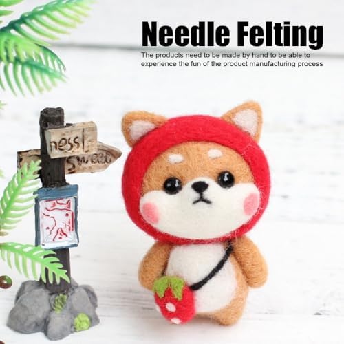 MOPFOL Needle Felting Kit 4 Styles - DIY Wool Craft with Foam Pad, Felting Needles & Accessories for Animal Doll Making(Strawberry Shiba Inu) - Image 2