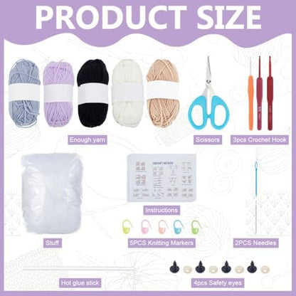 ORIGACH 3 Set Halloween Mummy & Cat Crochet Kit for Beginners, DIY Halloween Amigurumi Set with Video Tutorial, Yarn, Tools, Complete Crochet Starter Pack, DIY Spooky Gift - Image 2