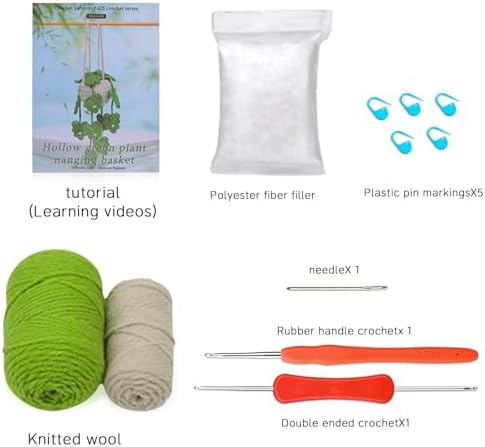 KyeeaDIY Crochet Kit for Beginners, Crochet Starter Kits, Hanging Potted Plants Knitting Crocheting Kits with Step-by-Step Video Tutorials, Complete Crochet Kit for Adults Decoration (Hanging Plants) - Image 2